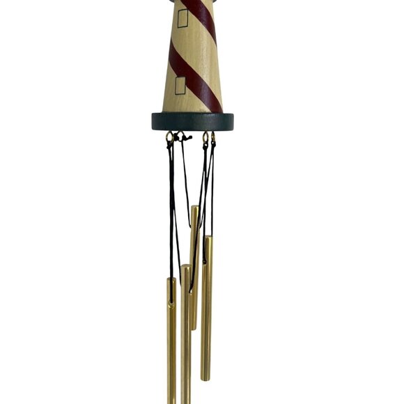 Lighthouse-Themed Wind Chime Brass Tubes & Hand-Painted Nautical Design By NCE - Picture 2 of 9